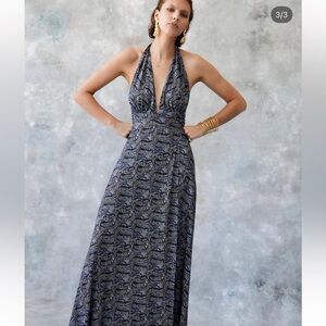 Jaline Resort Dress Women Medium Halter Wrap Zebra Print Luxury Sustainable Read